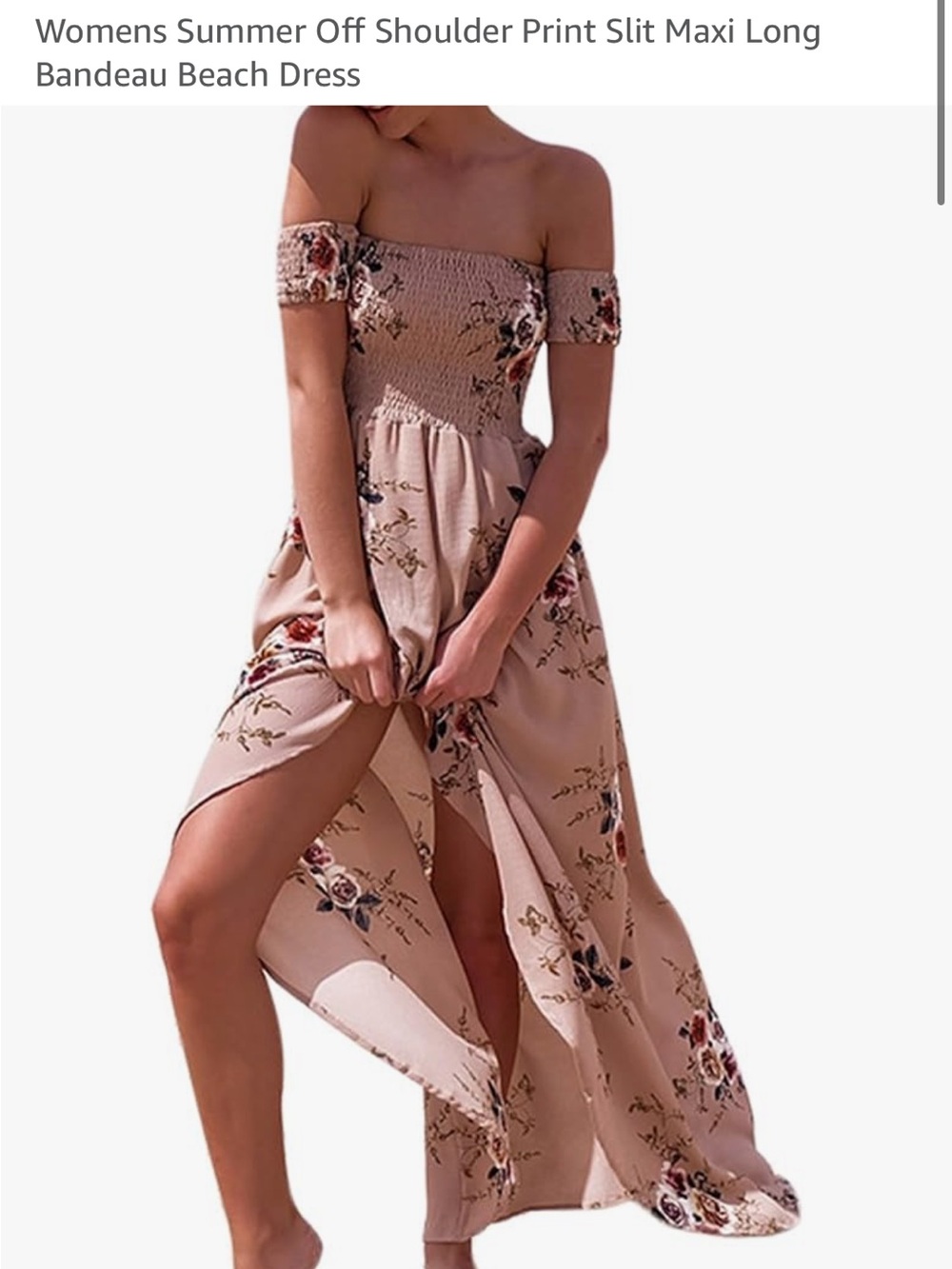 Off-Shoulder Floral Maxi Dress in Blush